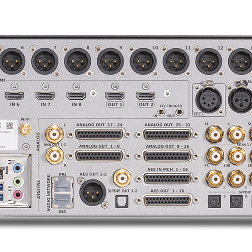 32 balanced analog outputs, plus 4 additional AES digital outputs