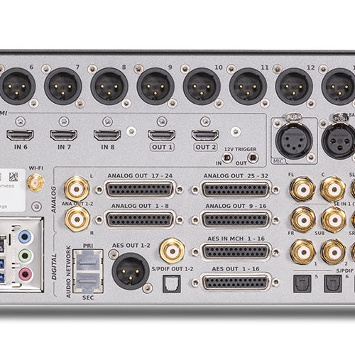 32 balanced analog outputs, plus 4 additional AES digital outputs