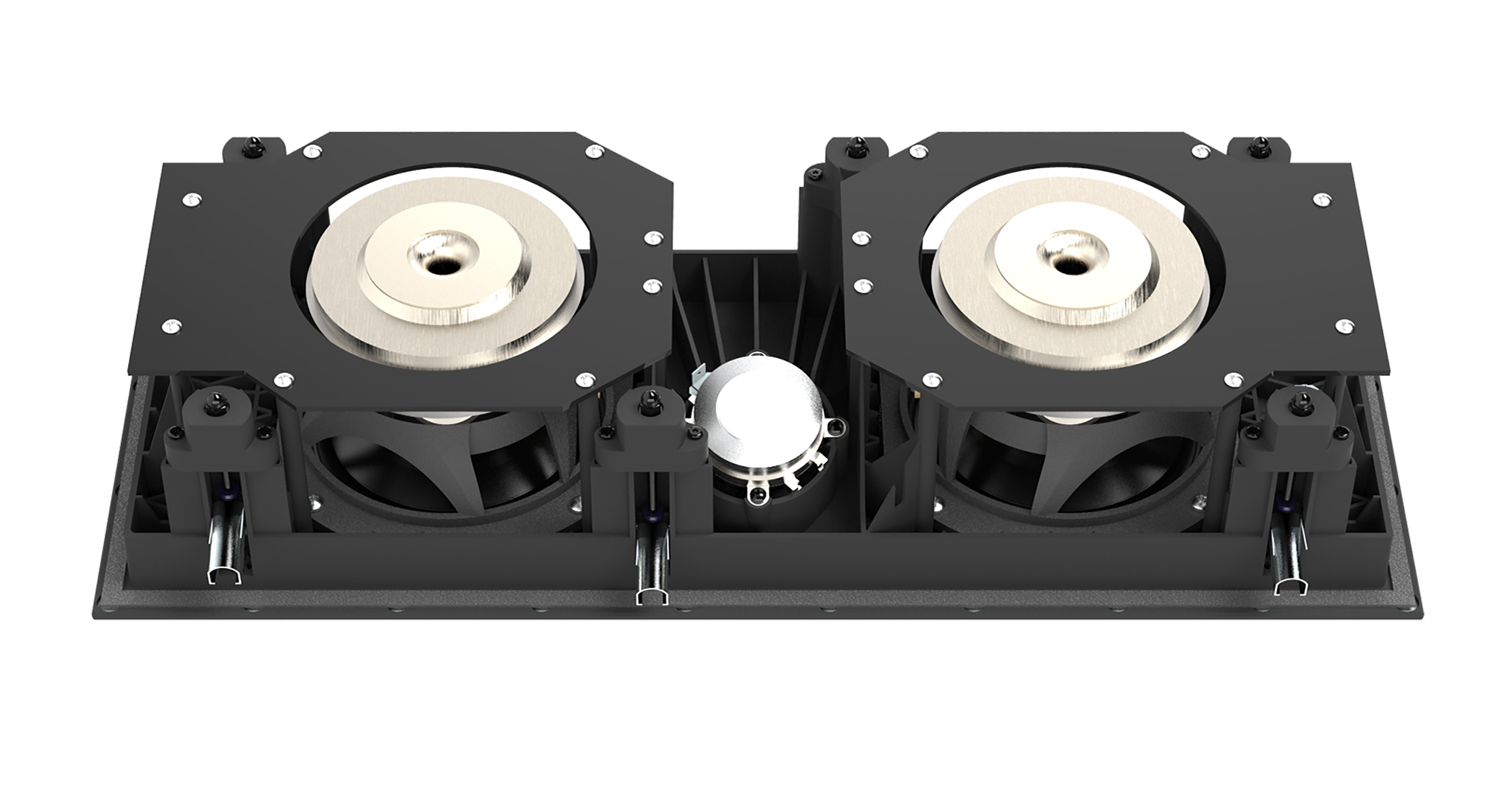 Dual 5.25-inch (130mm) Cast-frame, Advanced Aluminum Matrix Cone Woofers