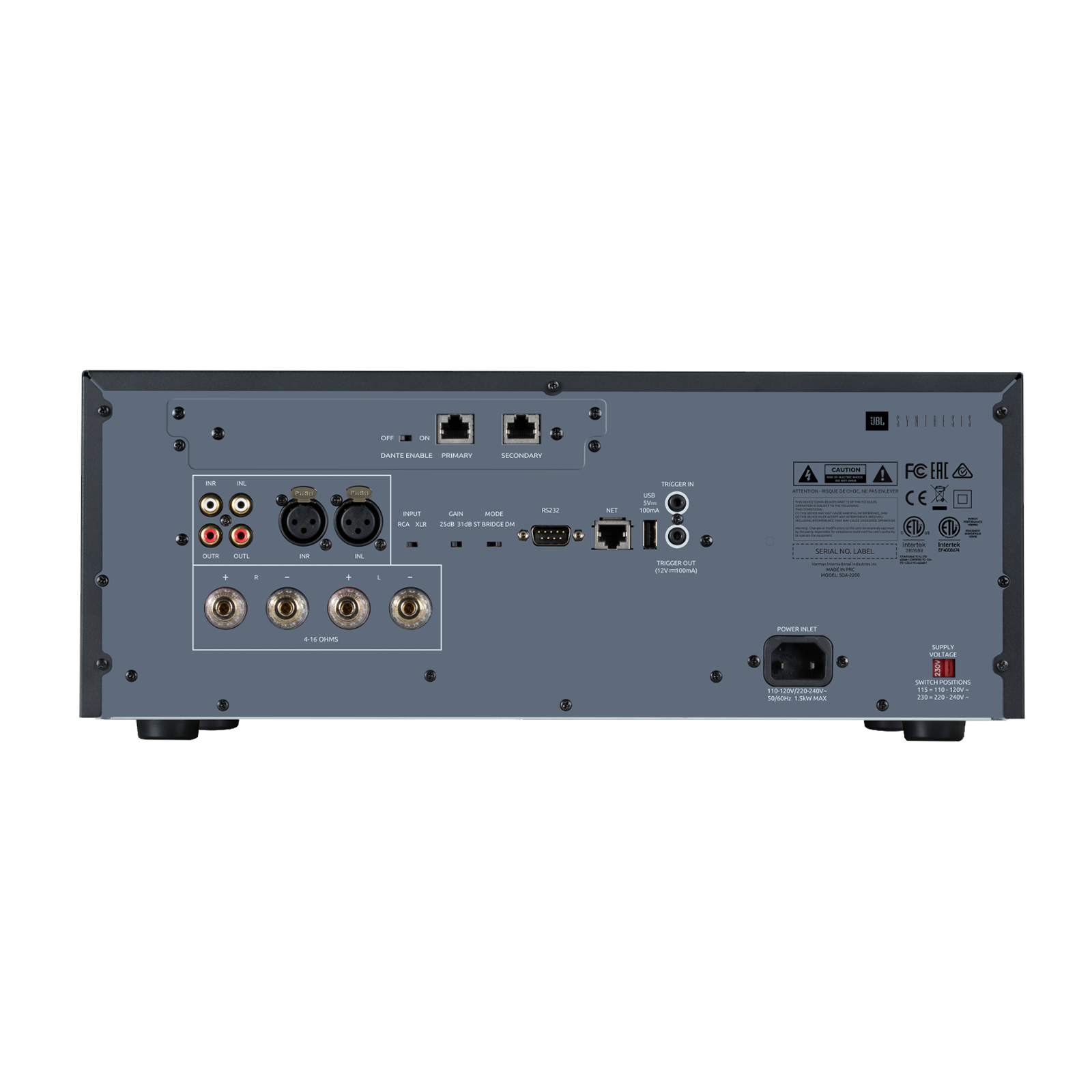SDA-2200 - Black - 2-Channel Bridgeable Class G Amplifier - Back