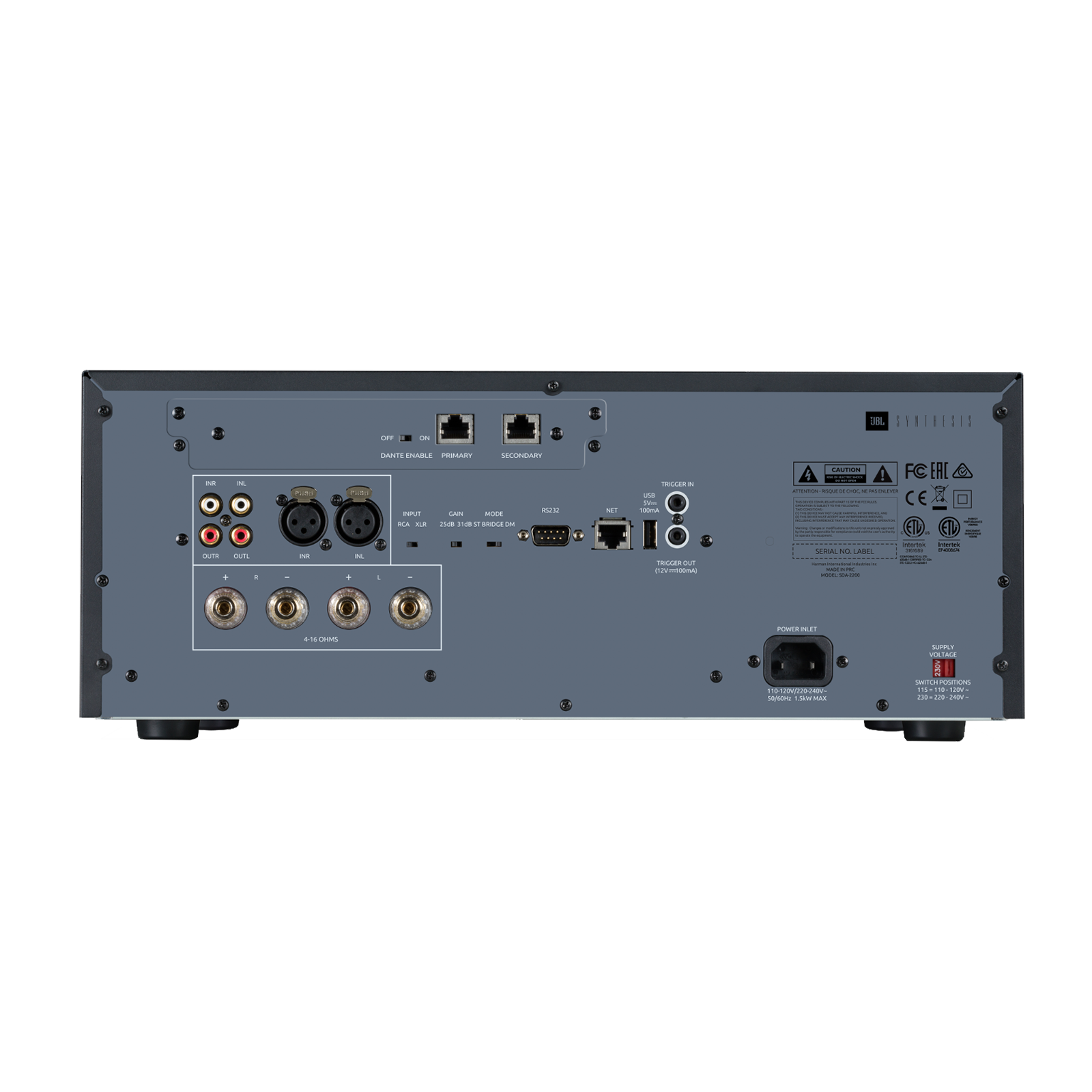 SDA-2200 - Black - 2-Channel Bridgeable Class G Amplifier - Back