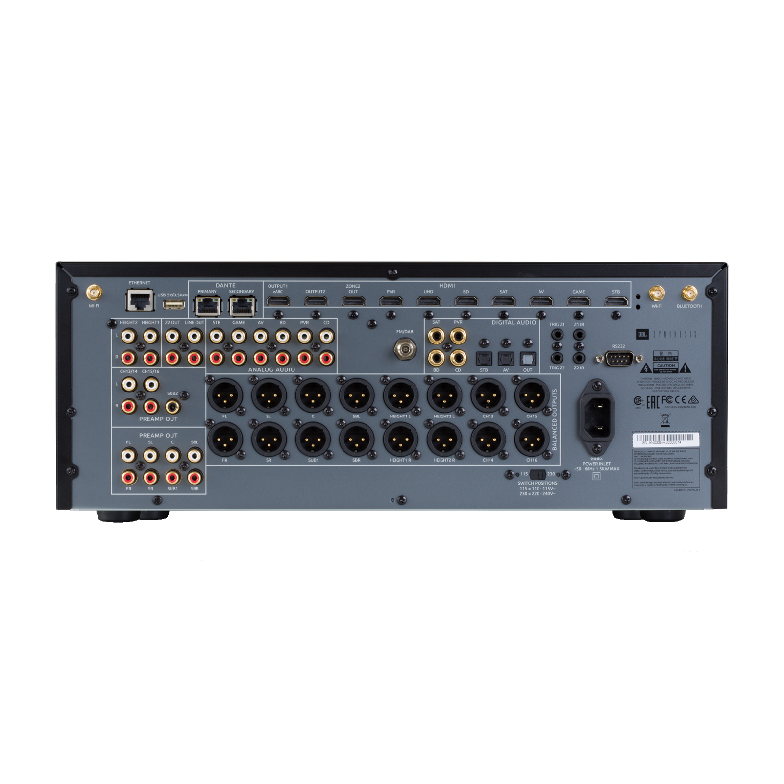 SDP-58 - Black - 16-channel Immersive Surround Sound AV Preamplifier - Back