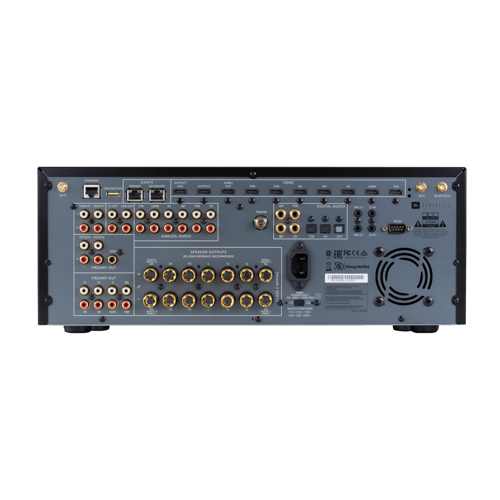 SDR-35 - Black - 16-channel Class G Immersive Surround Sound AV Receiver - Back